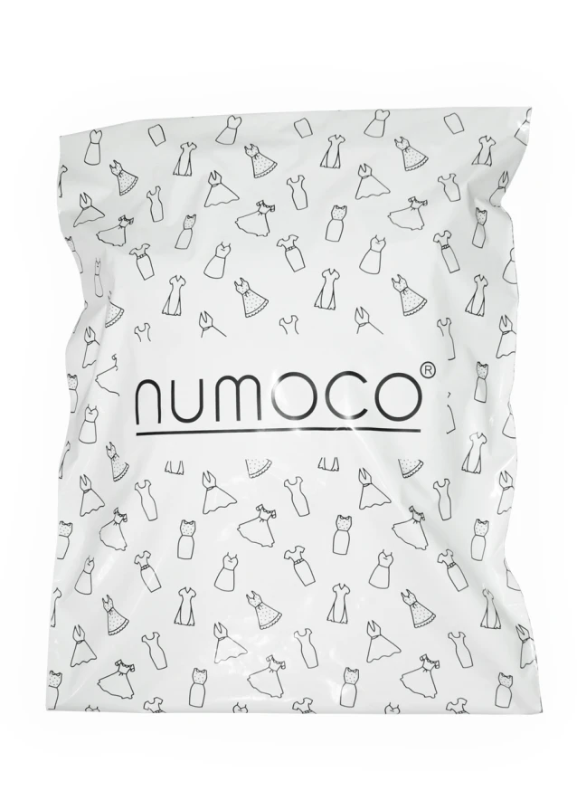 0-7 Plastikinis maišelis transportinis didelis - baltas blizgus + juodas numoco logotipas