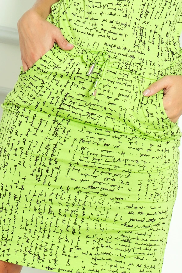 13-35 Sportinė suknelė - Papirus užrašas + žalias