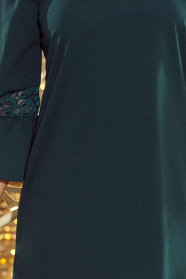 190-7 MARGARET suknelė su nėriniu ant rankovių - BUTELIO ŽALUMA